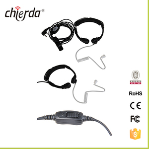 Profesional al por mayor cable walkie talkie auricular con micrófono de conducción ósea micrófono de garganta de radio de <span class=keywords><strong>2</strong></span> vías - Product Image 1
