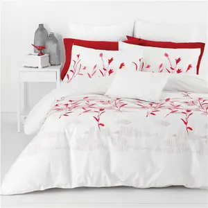 Set Tempat Tidur Rumah Cantik 100% Katun Cetak Mawar Merah