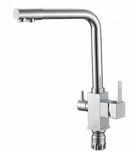 Hochwertiges Chrom 3-Wege-Messing quadratisch sauber trinken kommerziellen Glas Wasserhahn