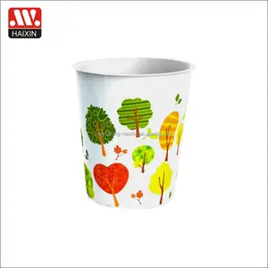 Hot selling recycle bin nice pattern waste paper basket colorfast plastic trash bin