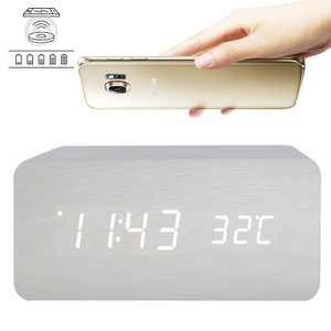 Reloj Despertador Creativo Universal de Madera con LED y Cargador Inalámbrico QI para <span class=keywords><strong>Teléfono</strong></span> Móvil - Product Image 5