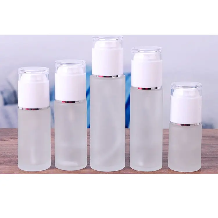 30Ml 70Ml 100Ml 15G 30G 50G Oval Shaped Frosted Cosmetic Pump Bottles Glass