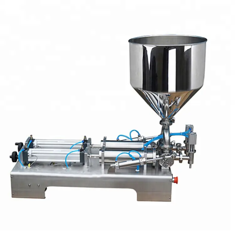 Semi-auto Double-head Butter Filling Machine with hopper paste/cream filling machine / jam filler