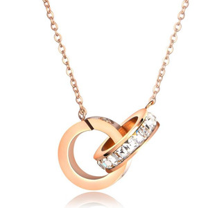 Kalung Cincin Ganda Wanita, Kalung Lingkaran Suasana Hati Berukiran Huruf Liontin Kustom - Product Image 1