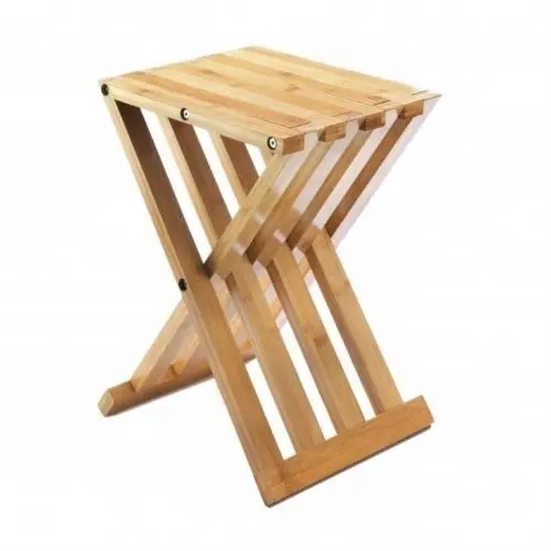 Bambou Tabouret Pliant 100% Naturel Bambou Pliant Siège de Douche, Banc Tabouret Bain Sauna Sièges