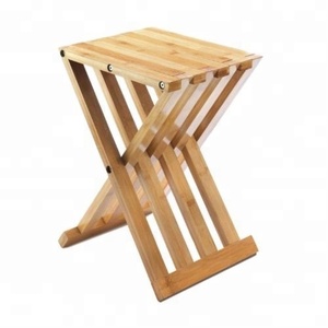 Bambou Tabouret Pliant 100% Naturel Bambou Pliant Siège de Douche, Banc Tabouret Bain Sauna Sièges - Product Image 1