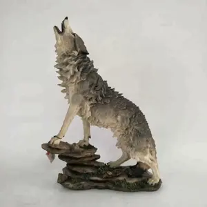Estatua de resina esculpida de tamaño real, perro sentado en miniatura de COLOR de transferencia de agua para decoración de jardín al aire libre