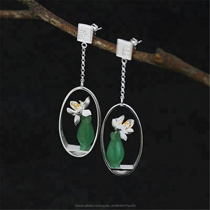 Fantastique Lotus Murmure 925 argent costume boucle d'oreille - Product Image 2