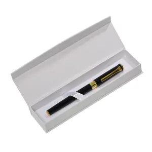 ขายส่งที่กำหนดเองหรูหรากระดาษแข็งสีขาวปากกากระดาษบรรจุภัณฑ์แม่เหล็กกล่องปากกาเดี่ยวของขวัญโลโก้