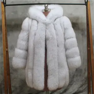 Women Artificial Fur Outwear Hooded Faux Fox Fur jacket Fake Fur coat