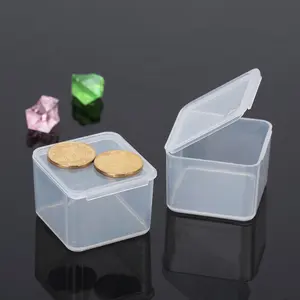 Boîte de rangement carrée transparente en plastique, Mini boîte de rangement avec couvercle, Collection Durable pour bijoux