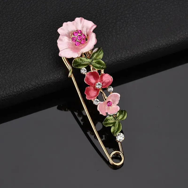 large scarf pin brooches fashion flower crystal bouquet brooch for women saree coat brooch pins