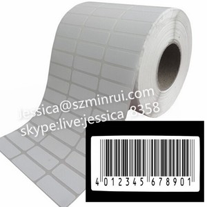 Custom stampante codice a barre di stampa auto distruttivo di sicurezza codice a barre etichette, pianura bianco vinile distruttibili del codice a barre adesivo
