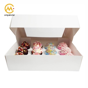 Có thể gập lại tùy chỉnh 12 lỗ giấy cốc bánh bao bì hộp bánh <span class=keywords><strong>Cupcake</strong></span> hộp với cửa sổ rõ ràng - Product Image 1