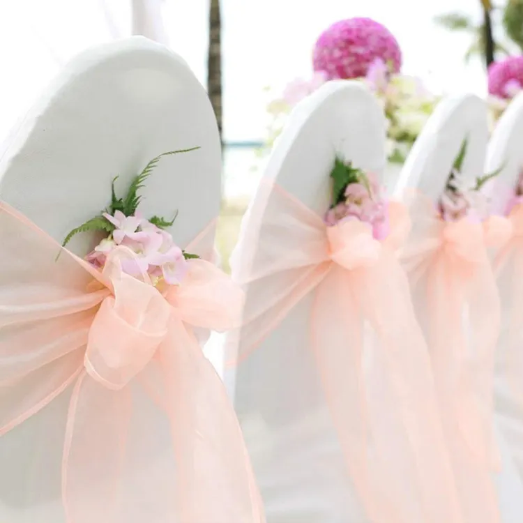 Organza Chair Sashes For Wedding Decoration Banquet Party Event Supplies Chair Bows Ties Chair Cover Bands