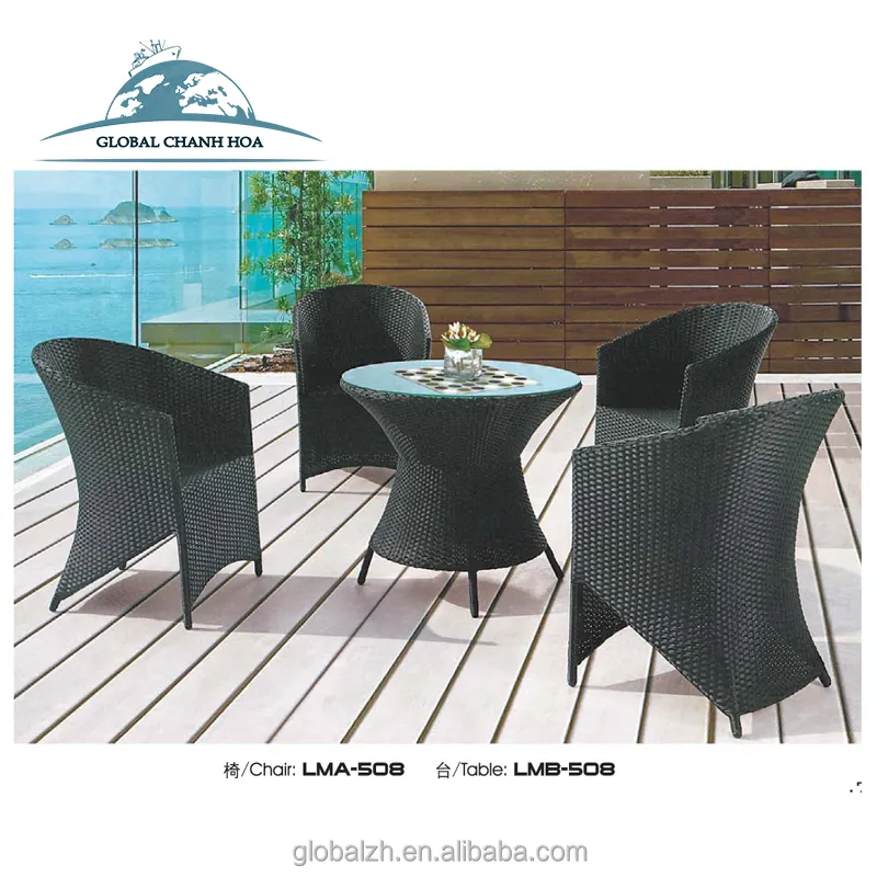 Outdoor Cheap Coffee Shop Rattan Arm Chair And Table Set Ratan Chair Rattan Table Resturant Round Table