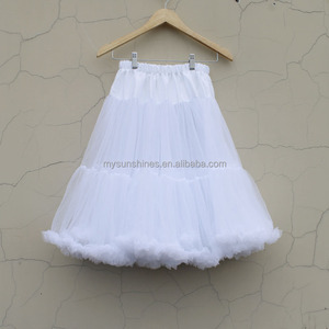 批发石灰绿色蓬松女士衬裙柔软雪纺女性长裙 - Product Image 3