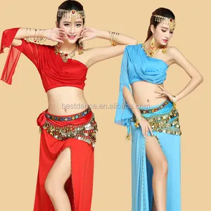 BestDance kostum tari perut seksi, kostum karnaval, Set rok syal pinggul Bra atas, Gaun latihan