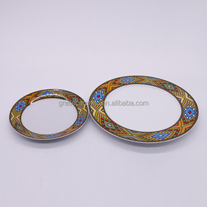 7.5 بوصة 10.5 بوصة الاثيوبية التقليدية الفن اللوحة ملكة سبأ السيراميك طبق عشاء - Product Image 5