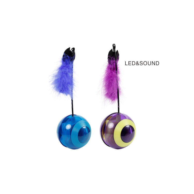 Оптовая продажа, красочная светодиодная кружка, мяч для кошек, забавная пластиковая игрушка для кошек со звуком