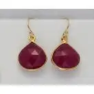 Dyed Ruby Gemstone pear earrings Gold Plated over Sterling silver