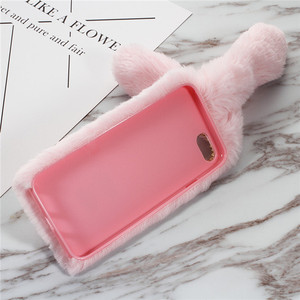 Coque <span class=keywords><strong>Rabbit</strong></span> Fur <span class=keywords><strong>Bunny</strong></span> Lông Mềm Vỏ Điện Thoại Dễ Thương Cho iPhone 5/6/6 Plus/7/7 Plus - Product Image 2