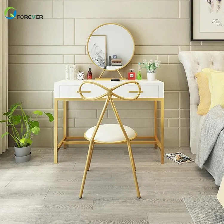 Simple princesa de hierro forjado dormitorio blanco tocador mesa de maquillaje