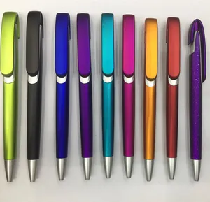 Free samples hot sale ballpen logo pen matte coated plastic clip pens
