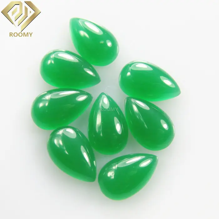 loose high quality 3A jade natural green pear cut man-made jade cabochon jade jewelry gemstone