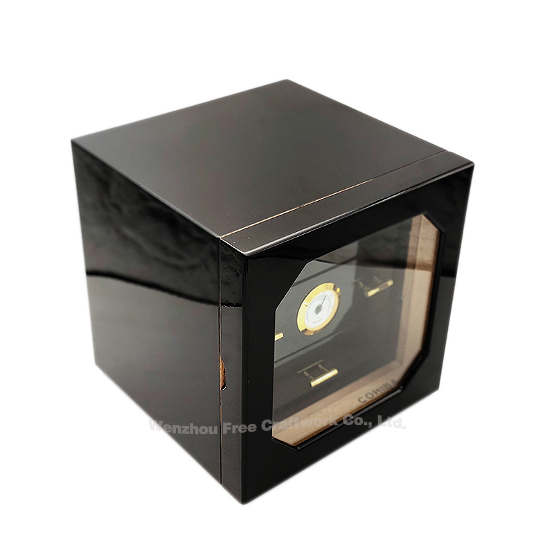 Деревянный хьюмидор для сигар на заказ, Высококачественная Черная Лаковая витрина для сигар