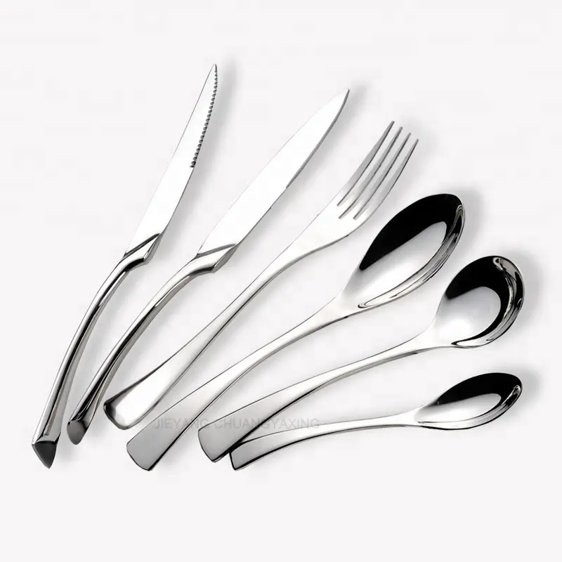 Stylish Modern Silverware Stainless Steel Knife Fork Spoon Flatware Cutlery Set High Mirror Polish Cutlery set