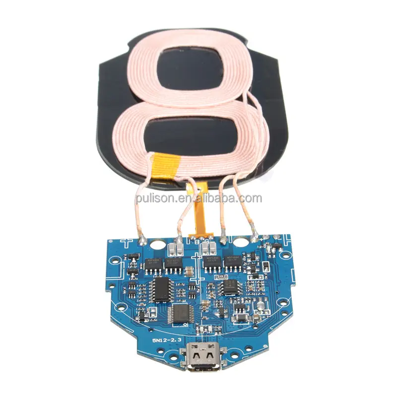 9V 1-2A 유형 C 포트 Qi 무선 충전기 PCBA 회로 보드 2 코일 충전 DIY 내구성 품질 집적 회로 모듈
