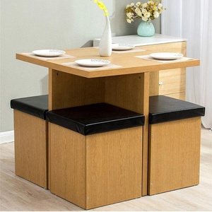 Tavolo da Pranzo Quadrato in Legno di Lusso Moderno con <span class=keywords><strong>4</strong></span> <span class=keywords><strong>Sedie</strong></span> per <span class=keywords><strong>Soggiorno</strong></span>, Personalizzabile - Product Image 2