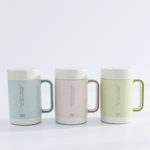 Zogift नई डिजाइन घरेलू गेहूं के भूसे सिरेमिक मग पीने कार्बनिक बांस फाइबर कॉफी कप