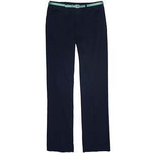 กางเกงผ้าฝ้ายผ้ายืดเอวสูงสำหรับผู้หญิงกางเกงผ้าฝ้ายผ้าทอลายทแยงเอวปานกลางแบนขาตรง - Product Image 1