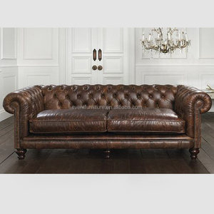 Sofá de cuero sintético con diseño antiguo, sofá chesterfield, precio inferior de fábrica - Product Image 1