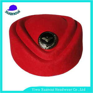 Concevoir votre <span class=keywords><strong>propre</strong></span> laine Compagnie Aérienne hôtesse cap chapeaux <span class=keywords><strong>main</strong></span> fedora uniforme feutre de laine casquette de pilote - Product Image 2