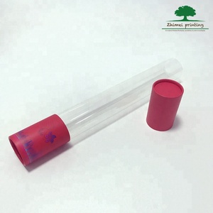 paper cylinder packaging shipping paper tube with clearly PET tube A2 poster gift packaging round shape box with paper end cap