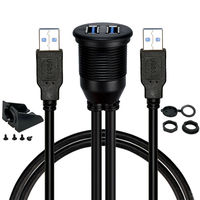 Câble d'extension USB 3.0 mâle-femelle, 2 Ports, noir mat, pour voiture