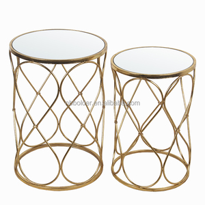 Fabbrica direttamente di alta qualità <span class=keywords><strong>set</strong></span> di 2 <span class=keywords><strong>oro</strong></span> rotondo tavolino da caffè per promozionale di vendita - Product Image 3