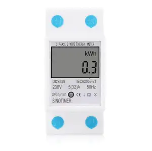 LCD Home Digital Display Power Consumption Meter Single Phase Energy Meter Watt Wattmeter kWh 230V AC 50Hz Electric Din Rail