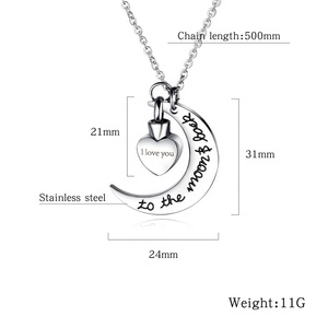 Prodotti alla moda di Vendita Calda I <span class=keywords><strong>Love</strong></span> You To <span class=keywords><strong>The</strong></span> Stella Luna E Ritorno Collana <span class=keywords><strong>In</strong></span> Acciaio Inox - Product Image 2