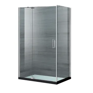 Shower Cubicles Enclosure LX-1119 Frameless Tempered Glass Modern Square Contemporary Rectangle Aluminium Alloy Sliding 5mm