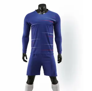 Yüksek kaliteli toptan Süblimasyon futbol forması yeni model mavi futbol forması