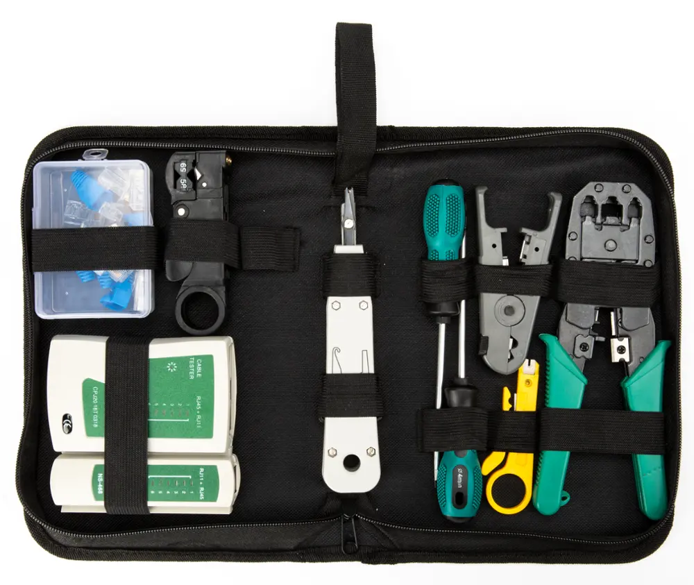 Kit de herramientas de mano, venta al por mayor, personalizado, RJ45/12/11, 2 uds., destornillador, juego de prensado, Kit de herramientas de red