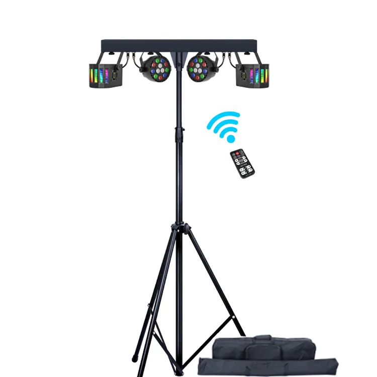 60W Portable DJ Lighting Kit Disco Party Light Effect Bar System with LED Derby and RGBW Wash Par