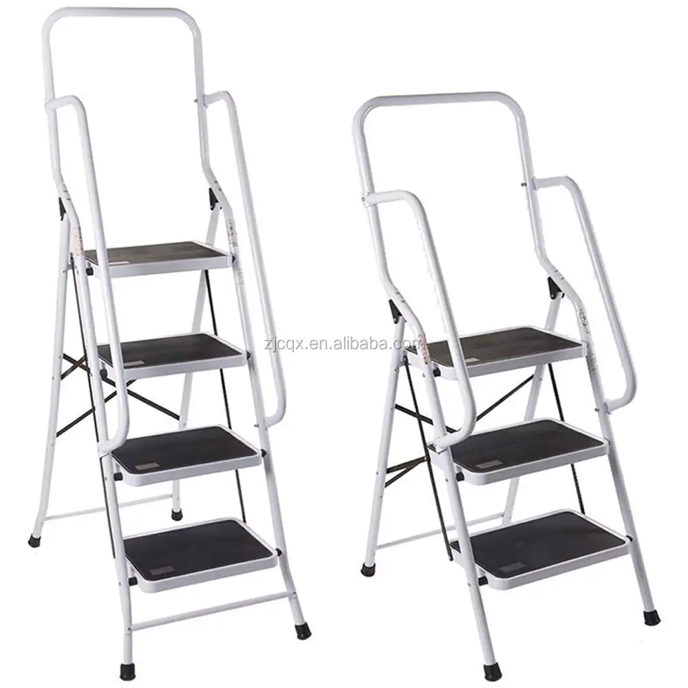 Có thể gập lại Không Trượt 3 amp 4 Bước Thang tread Stepladder An Toàn Lan Can Đường Sắt