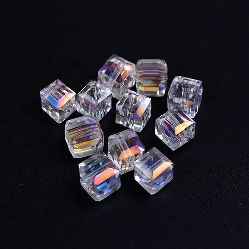 Ab colorido diy cubo de vidro contas de vidro de cristal facetado quadrado contas de talismã