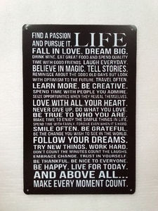 La vida Aprender Sueño de Amor Retro Cartel de chapa Vintage Decorativo Placa de Metal <span class=keywords><strong>Pub</strong></span> Bar Restaurante Casa Tienda - Product Image 1