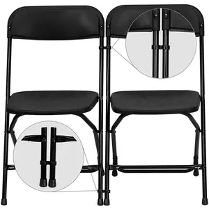 Free Sample Heavy Duty Premium Black Plastic Folding Wedding Chair Use For Party And Event